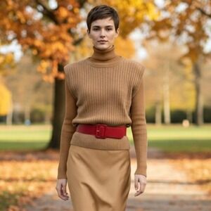 Vtg Laura Scott Knit Sweater Vest Women Brown Preppy Wool Angora Rabbit Hair 90'